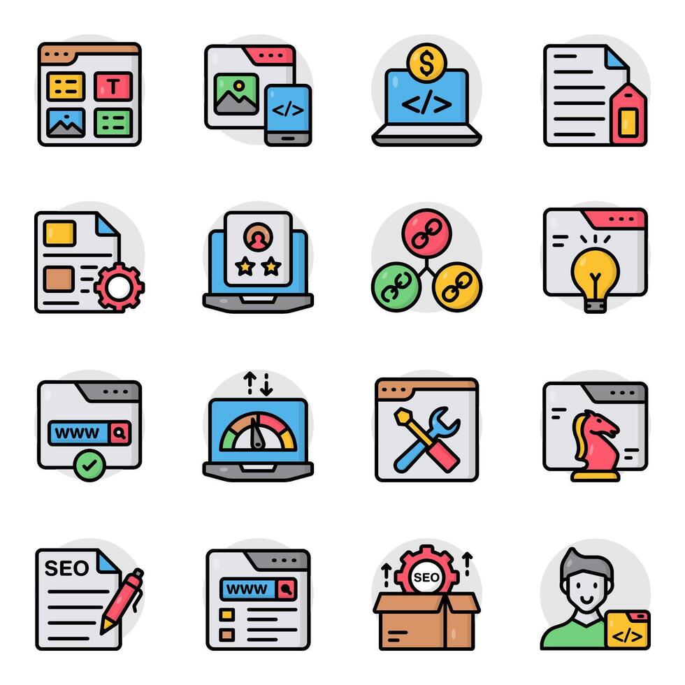 Set of Web Flat Icon vector