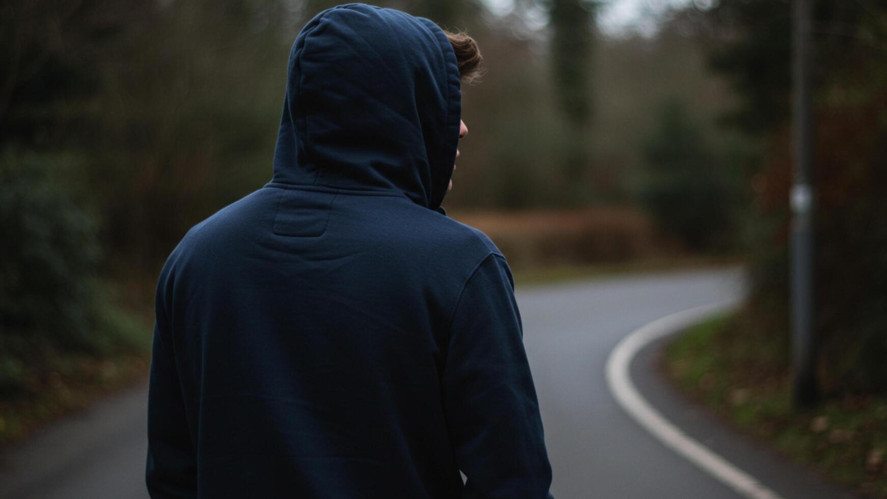 Guy in hoodie, perfect for music covers, blogs, or streetwear ads. photo