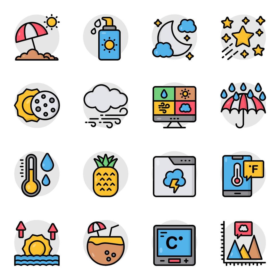 Set of Weather Flat Icon vector