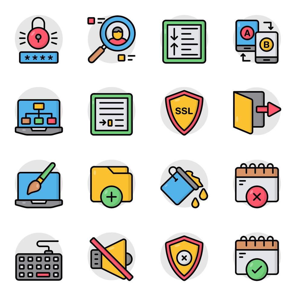 Set of Ui and Ux Flat Icon vector