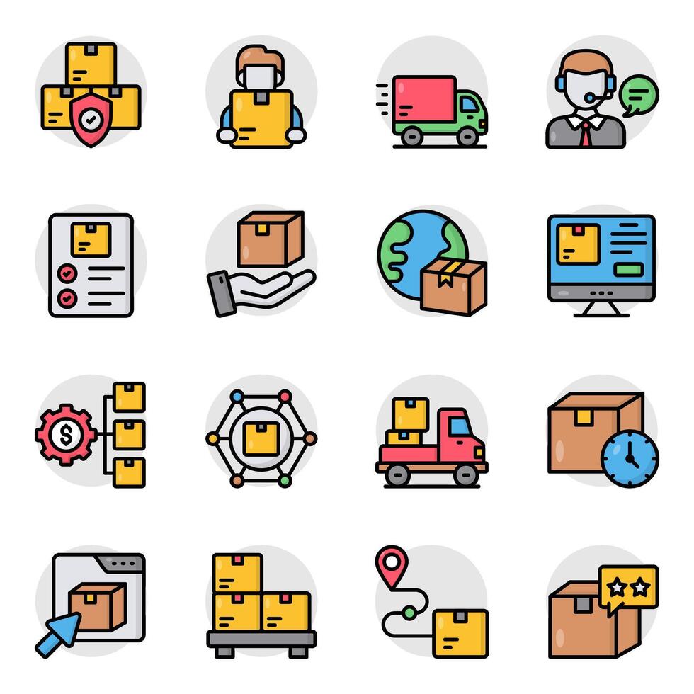 Set of Shipment Flat Icon vector