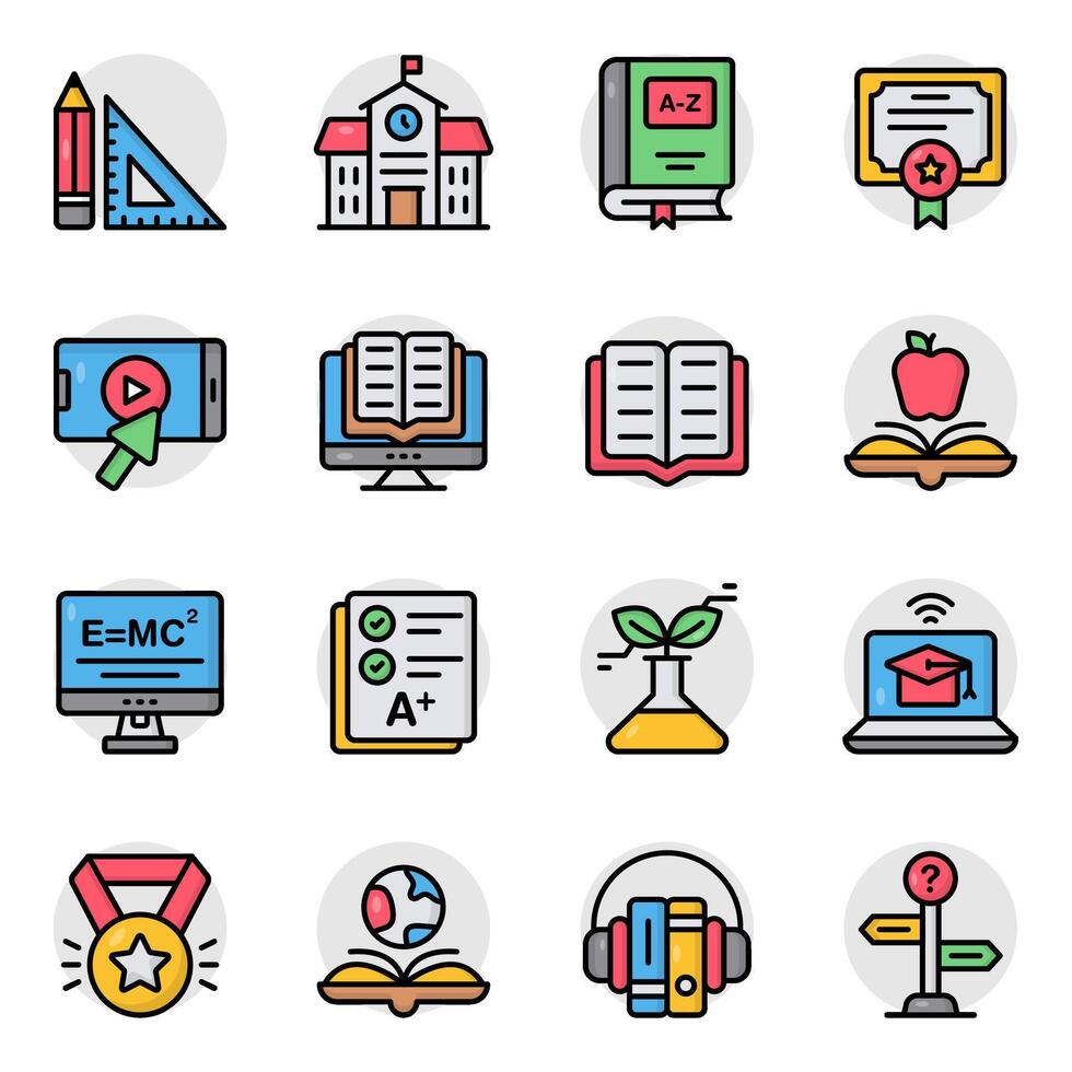 Set of Stationery Flat Icons vector