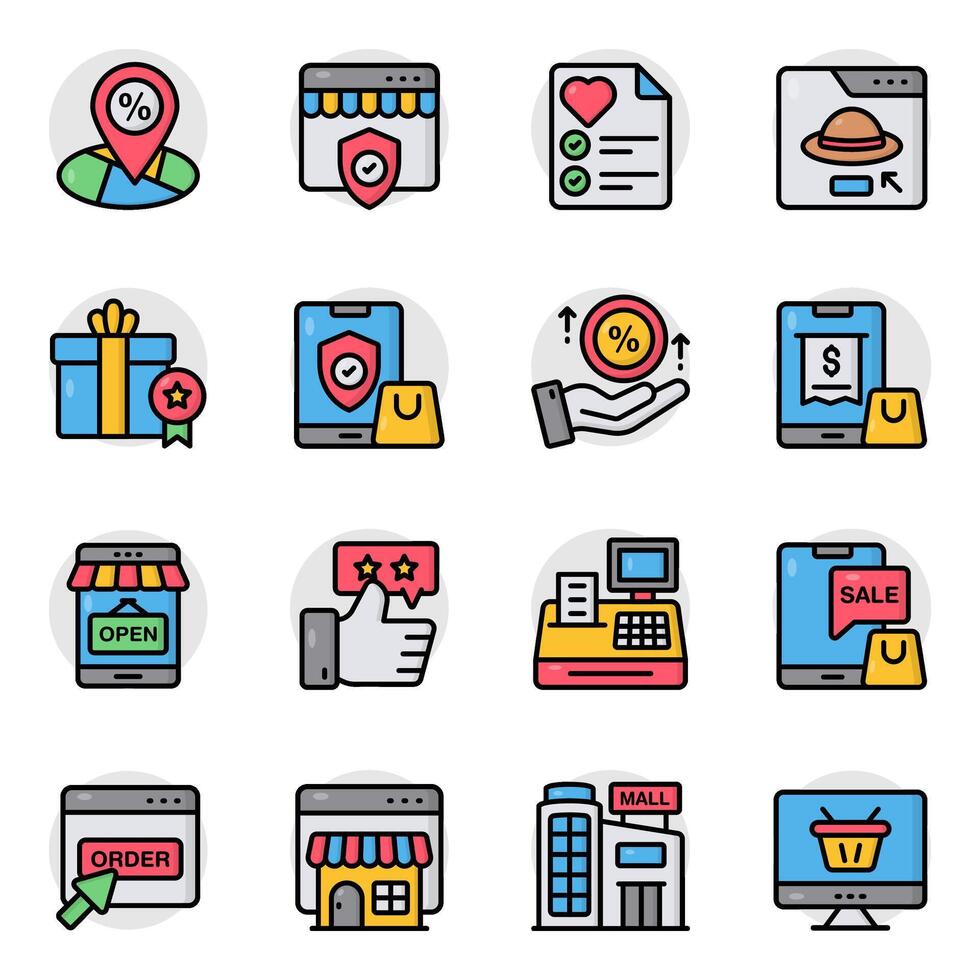 Set of Commerce Flat Icons vector