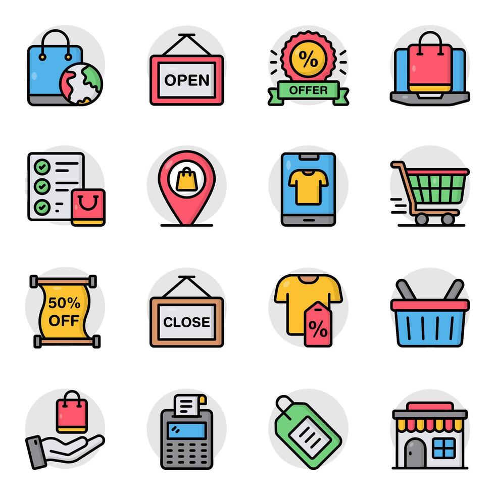 Set of Shopping Flat Icons vector
