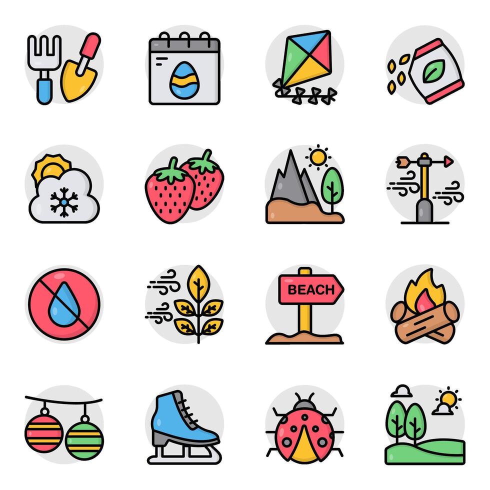 Set of Weather Prediction Flat Icon vector
