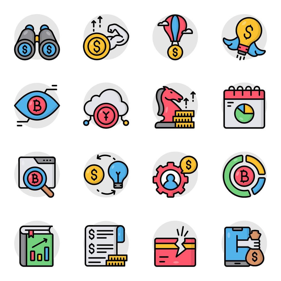 Set of Finance and Banking Flat Icons vector