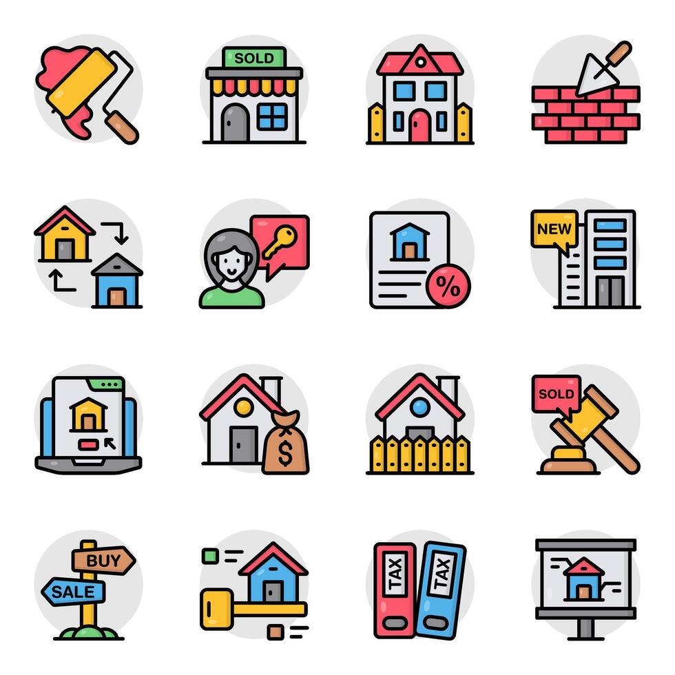 Set of Houses Flat Icons vector