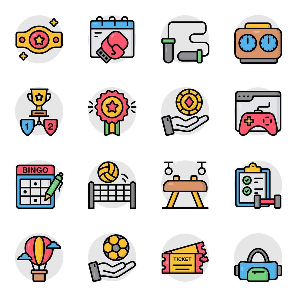 Set of Sports and Gym Flat Icon vector