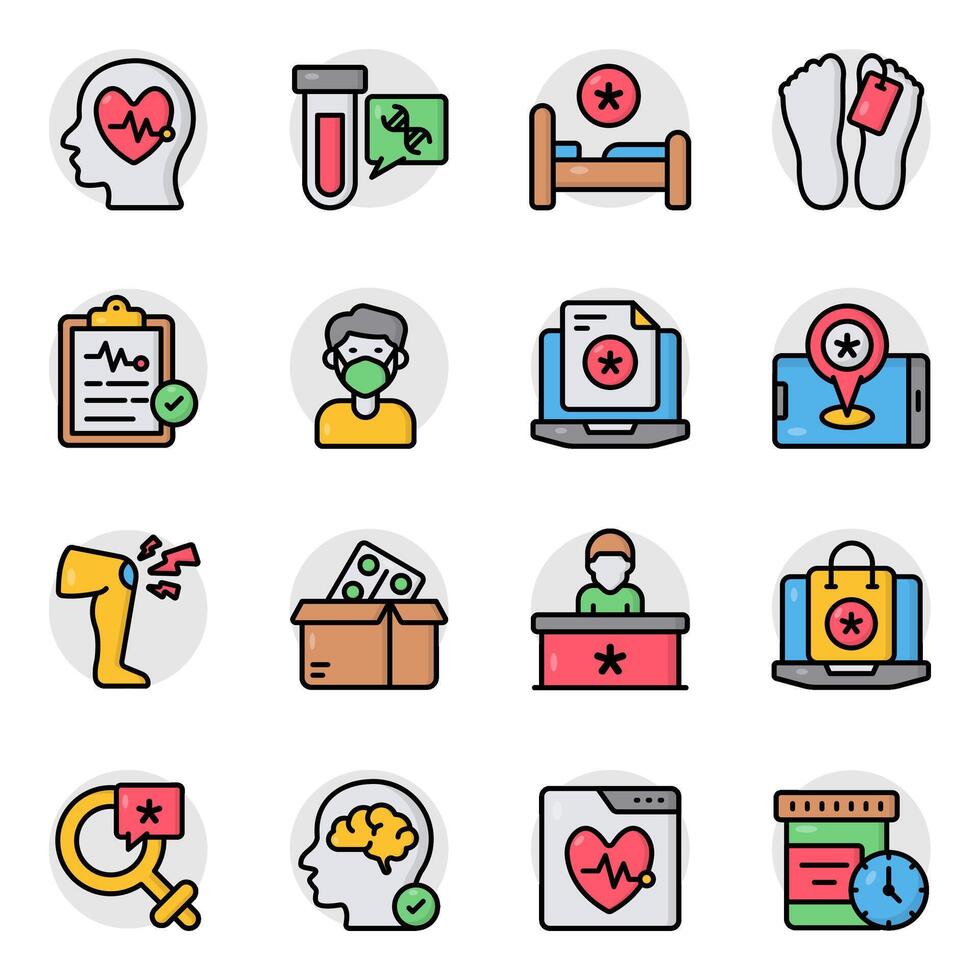 Set of Healthcare and Science Flat Icons vector