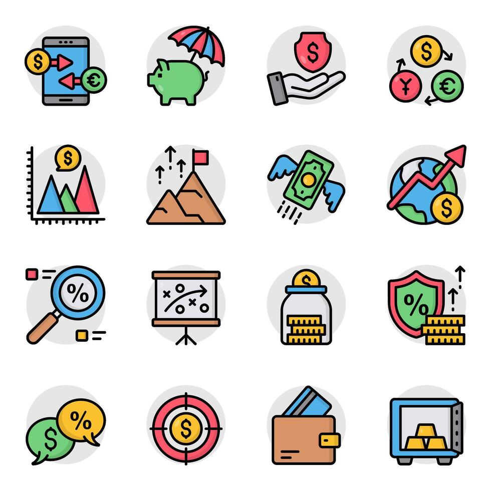 Set of Finance Flat Icon vector