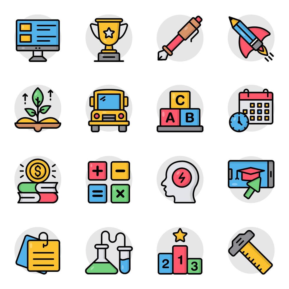 Set of Knowledge Flat Icons vector