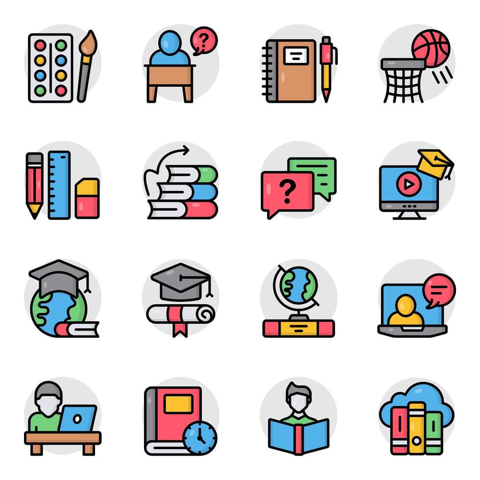 Set of Learning Flat Icons vector