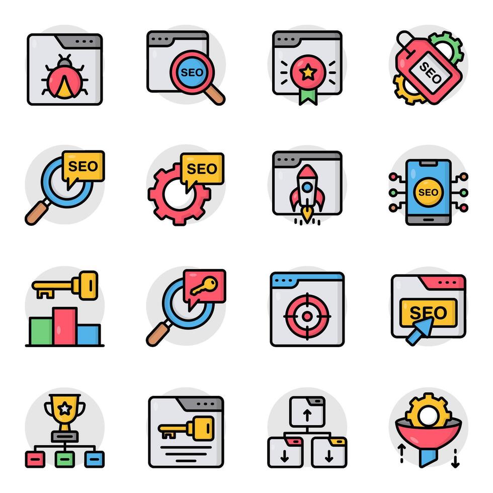 Set of Seo Flat Icons vector