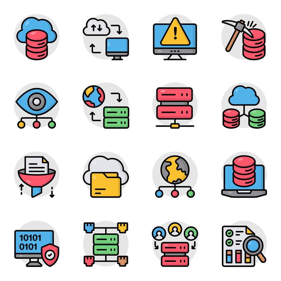 Set of Big Data Flat Icons vector