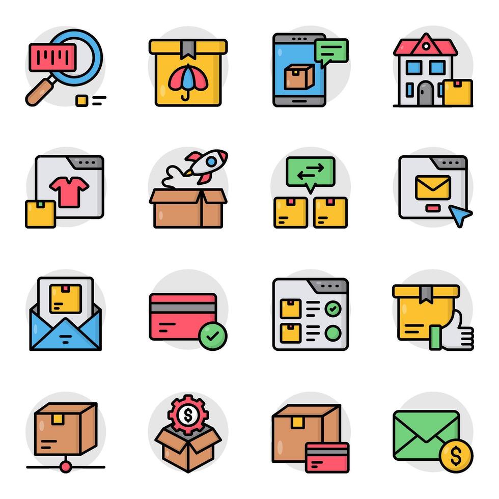 Set of Freight and Delivery Flat Icons vector