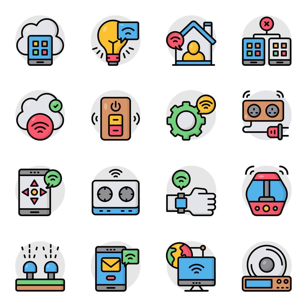 Set of Smart Technology Flat Icon vector