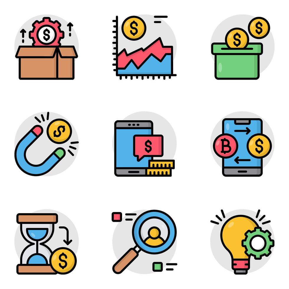 Set of Finance and Discount Flat Icons vector