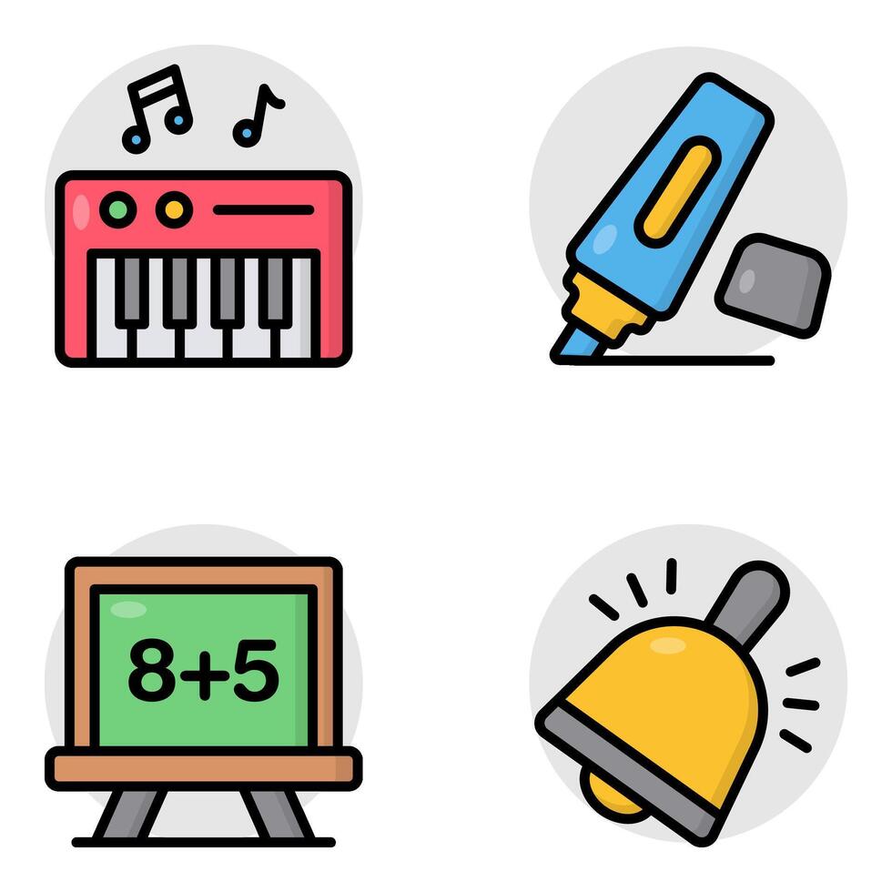 Set of Study and Knowledge Flat Icons vector