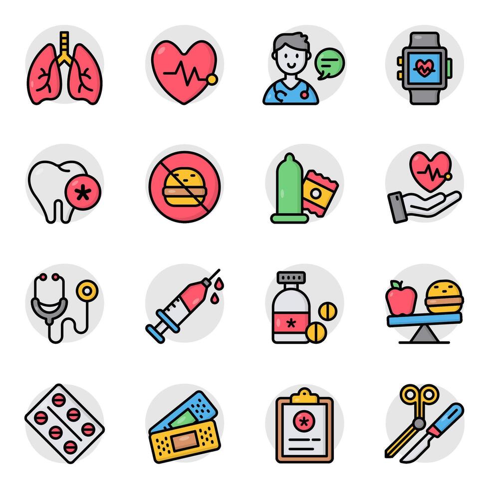 Set of Medical Flat Icon vector
