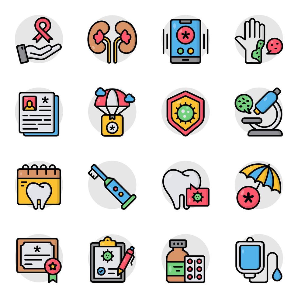 Set of Medical and Science Flat Icon vector