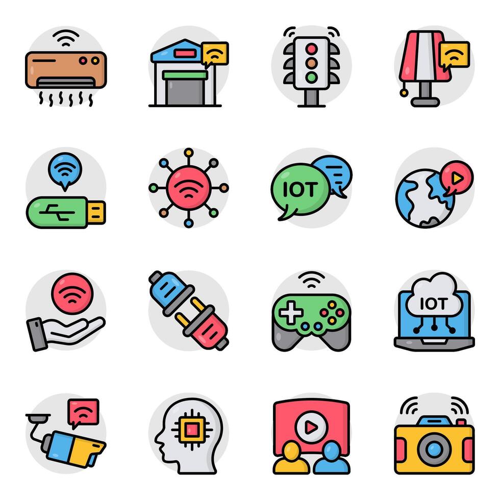 Set of Smart Gadgets Flat Icons vector
