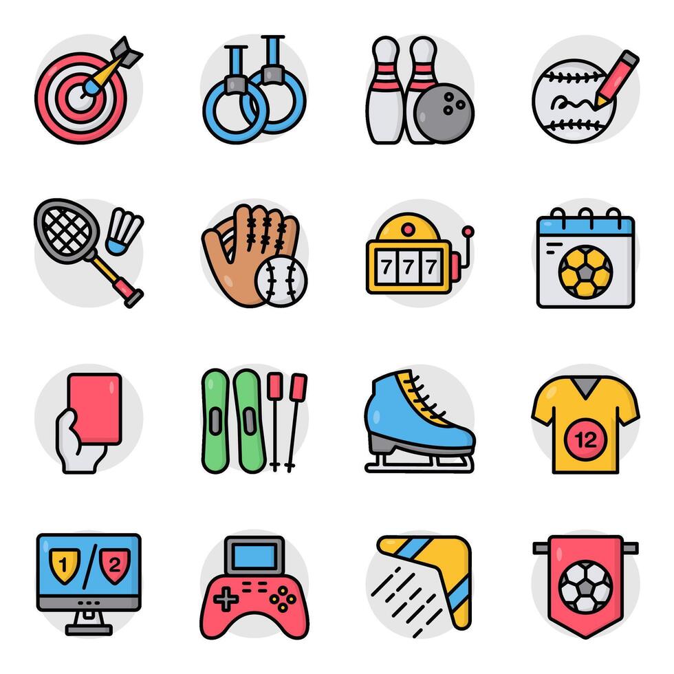 Set of Sports Tools Flat Icon vector