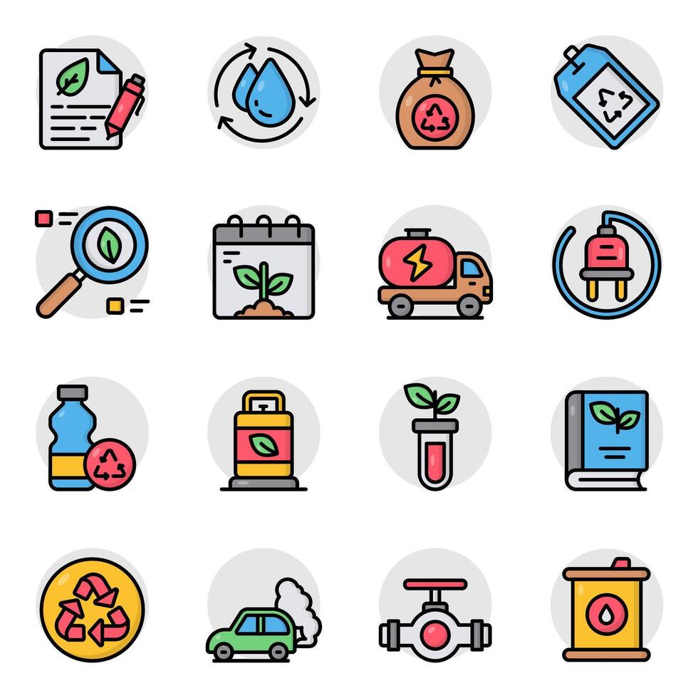Set of Nature and Eco Flat Icons vector