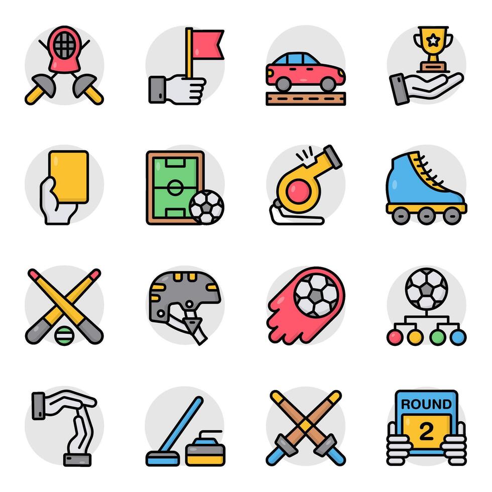 Set of Sports and Games Flat Icons vector