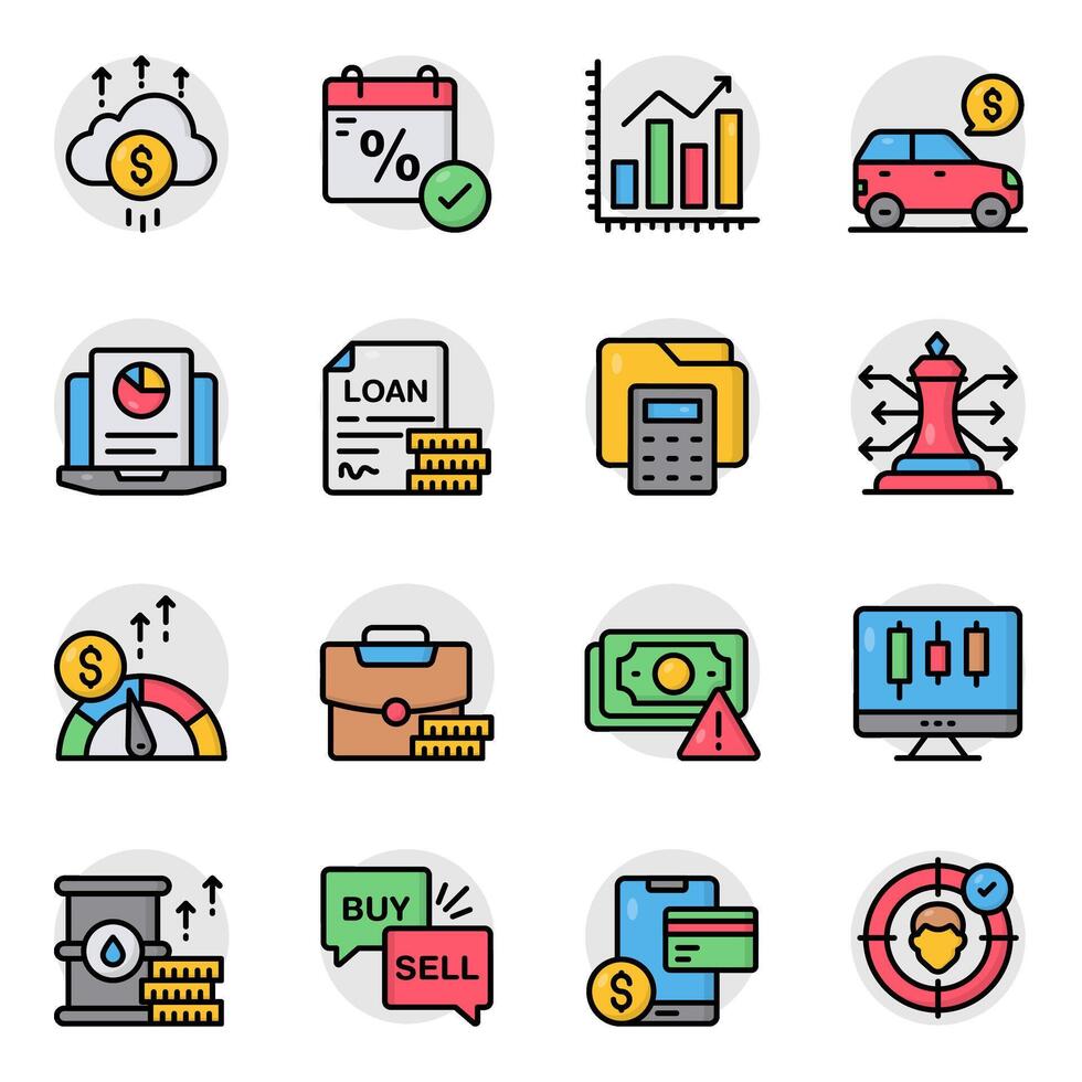 Set of Investment Flat Icons vector