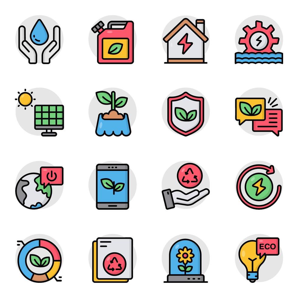 Set of Ecology and Nature Flat Icons vector
