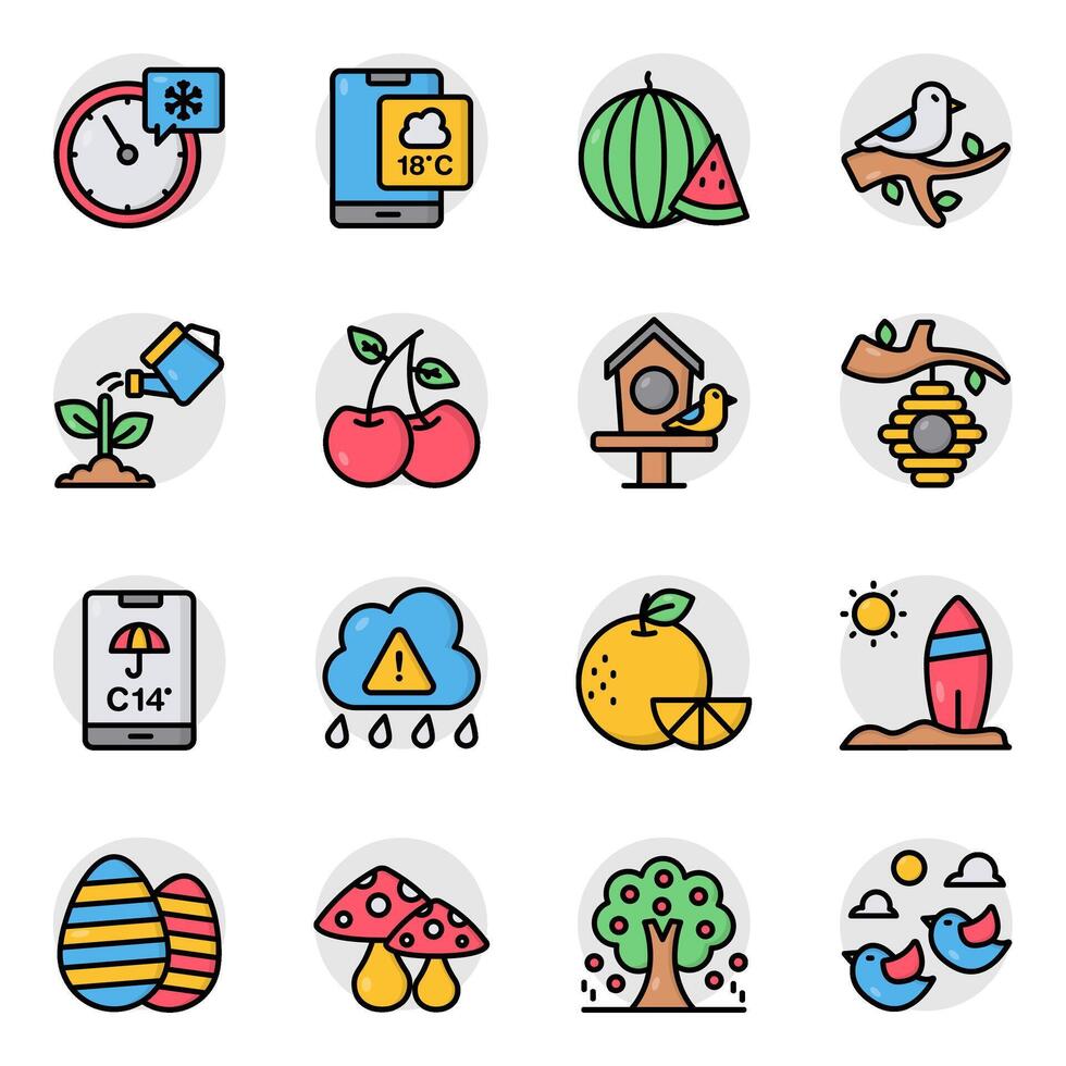 Set of Nature and Eco Flat Icon vector