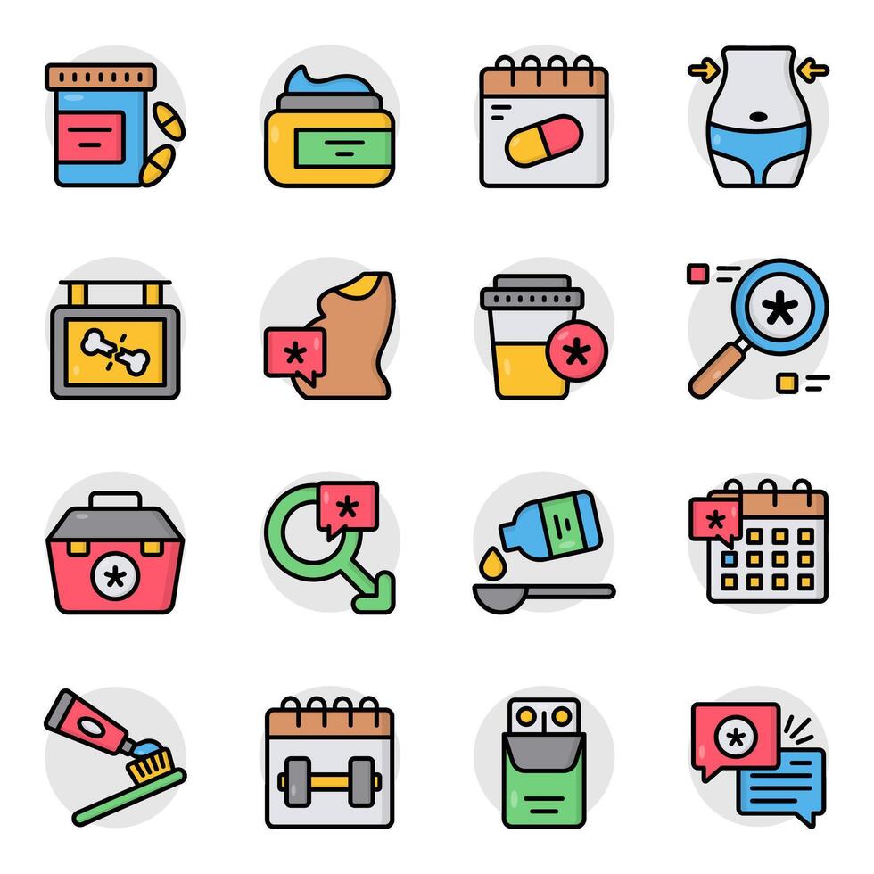 Set of Healthcare Flat Icon vector