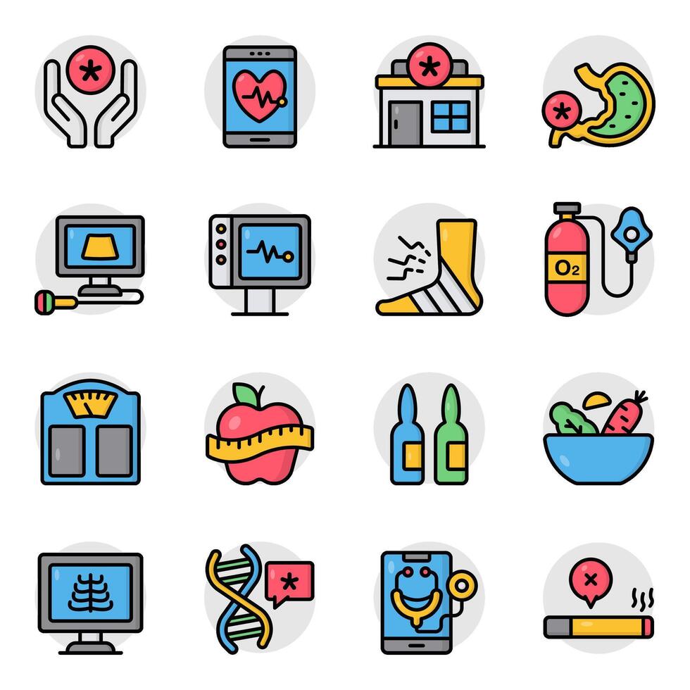 Set of Medical Accessories Flat Icons vector