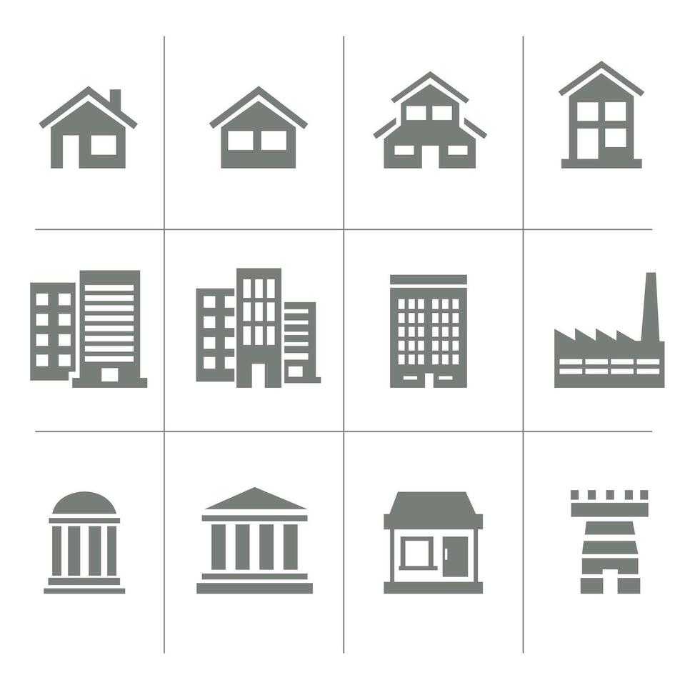 A new A new Building Icons Set. Vecto illustration. Simplus series vector