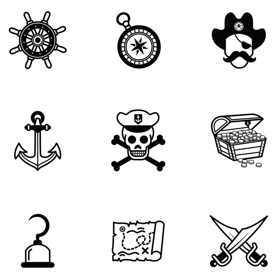 flat style pirate illustrations vector