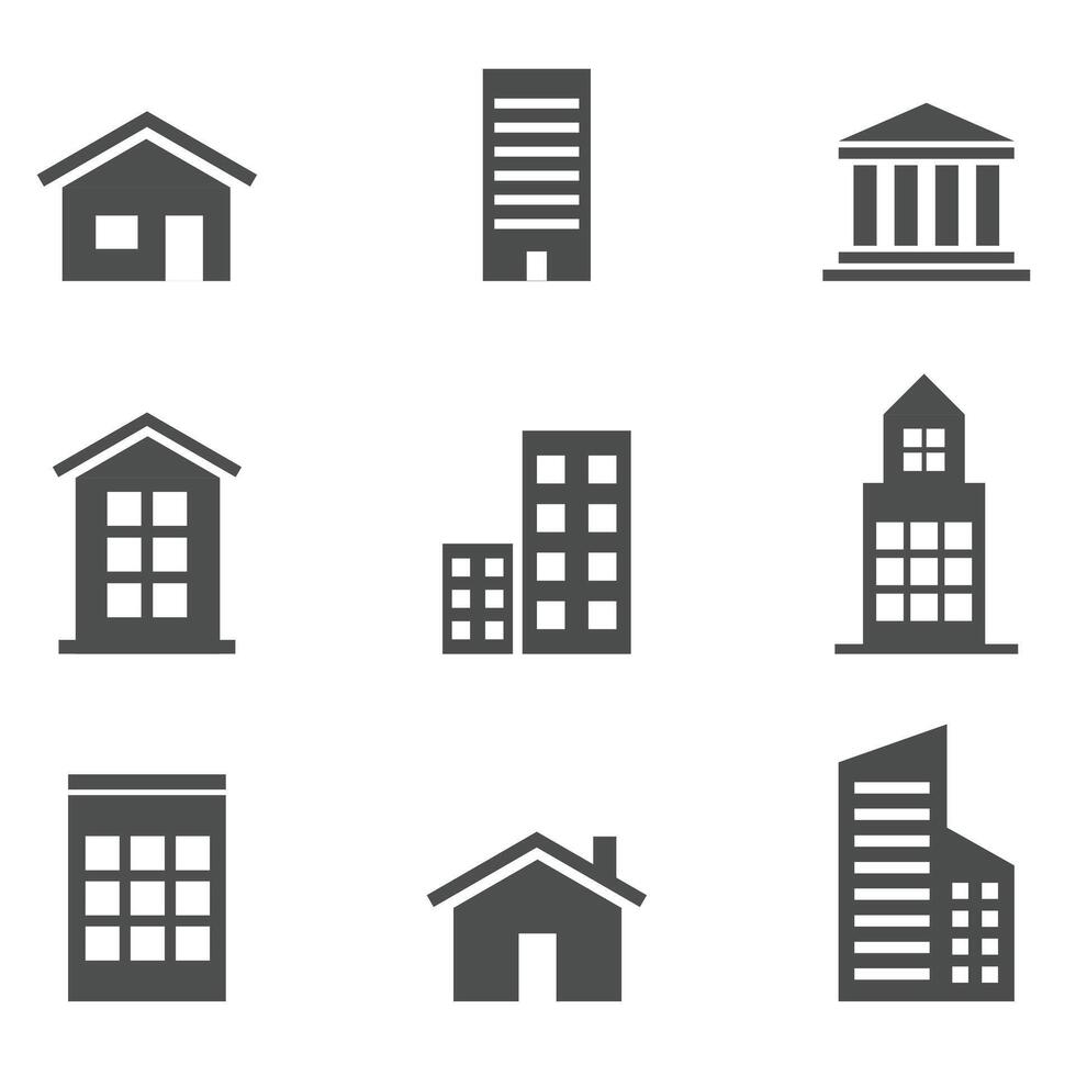 A Building Icons Set. Vecto illustration. Simplus series vector