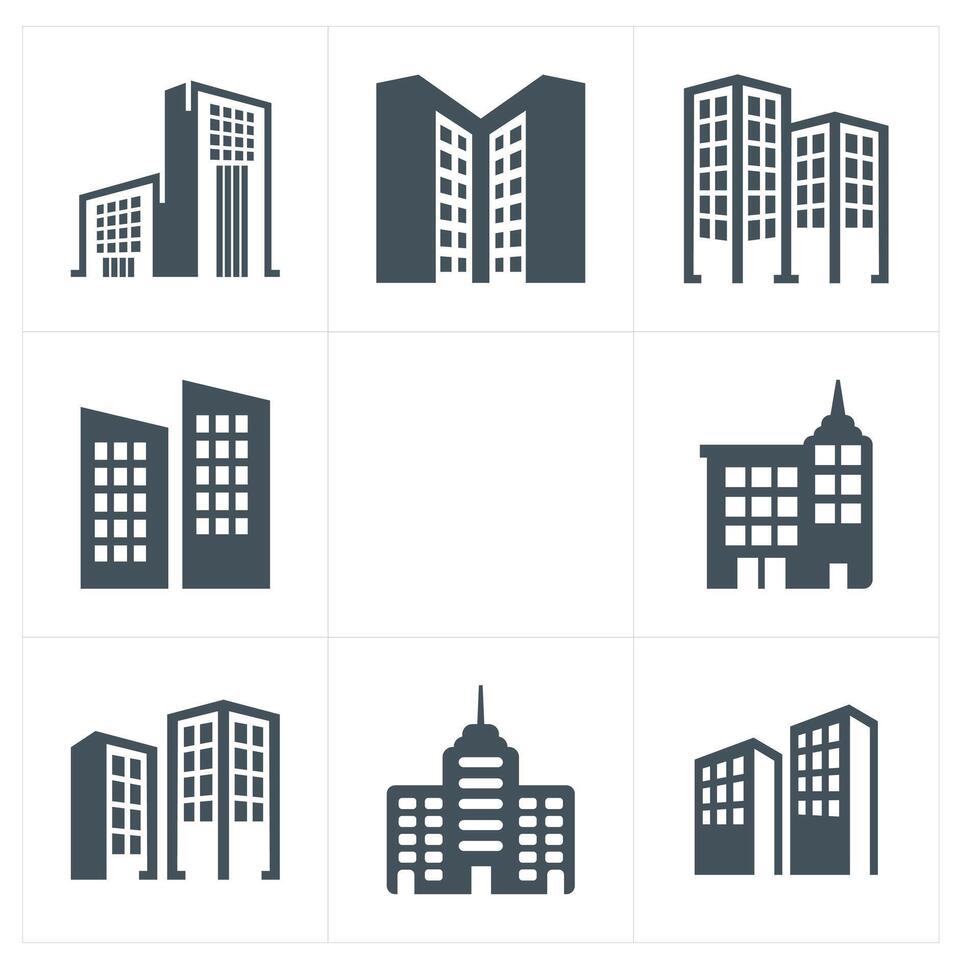 A new Building Icons Set. Vecto illustration. Simplus series vector