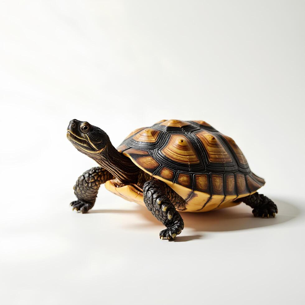Realistic Turtle Model on White Background for Nature and Education photo