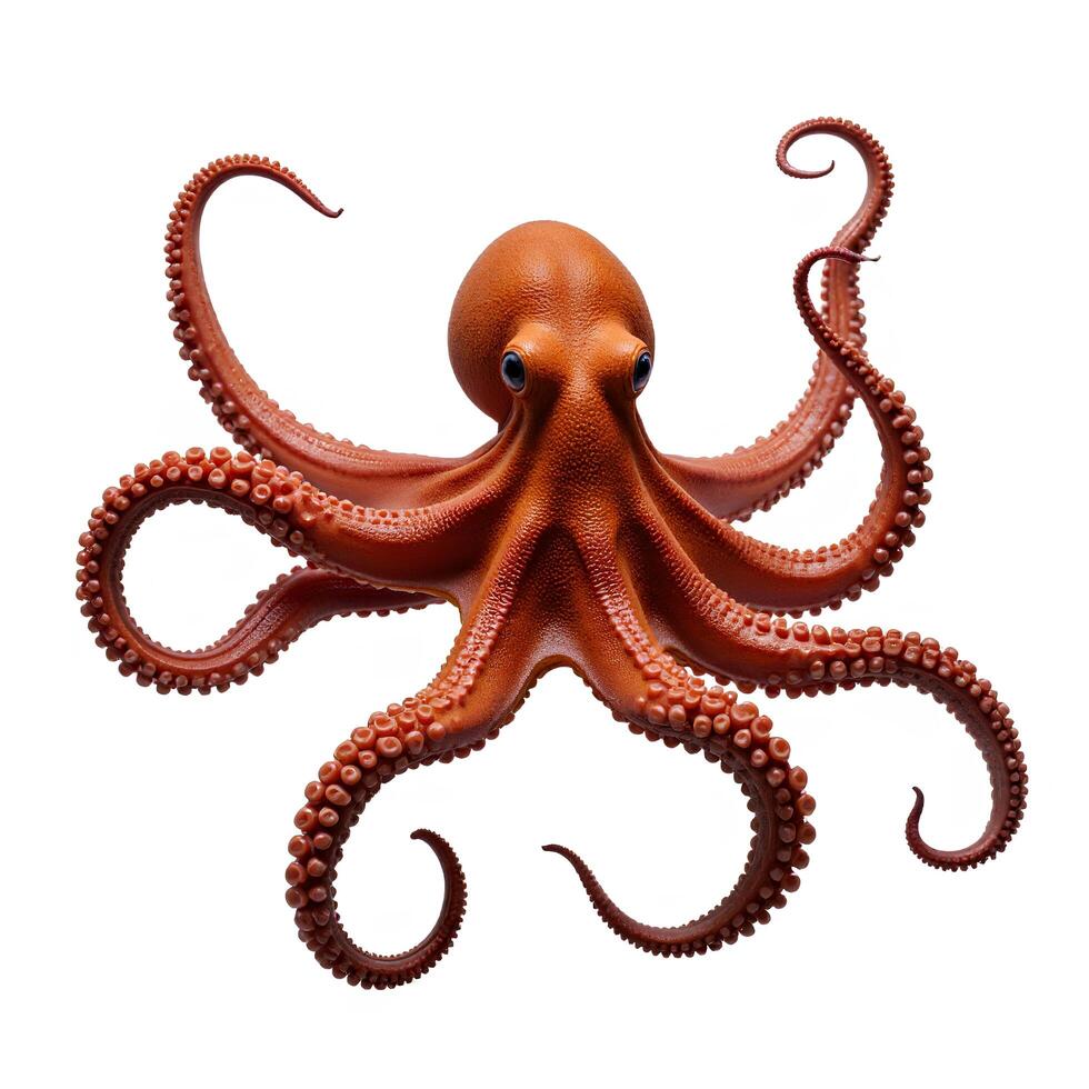 Majestic Orange Octopus Swimming in Clear Ocean Water photo