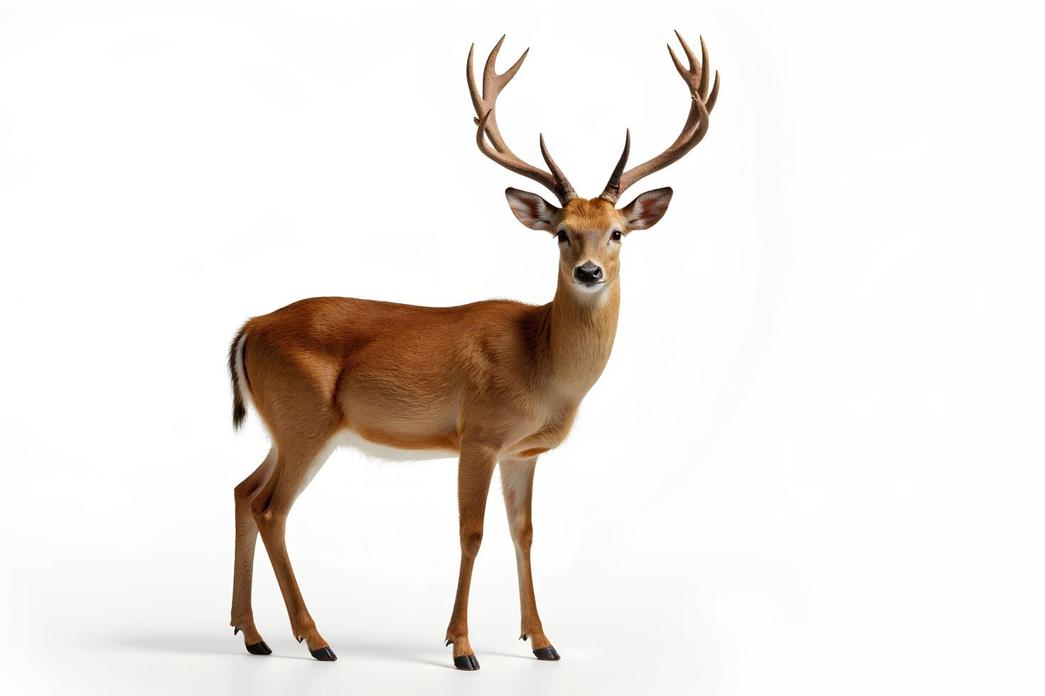 Majestic Deer with Antlers Portrait on White Background photo