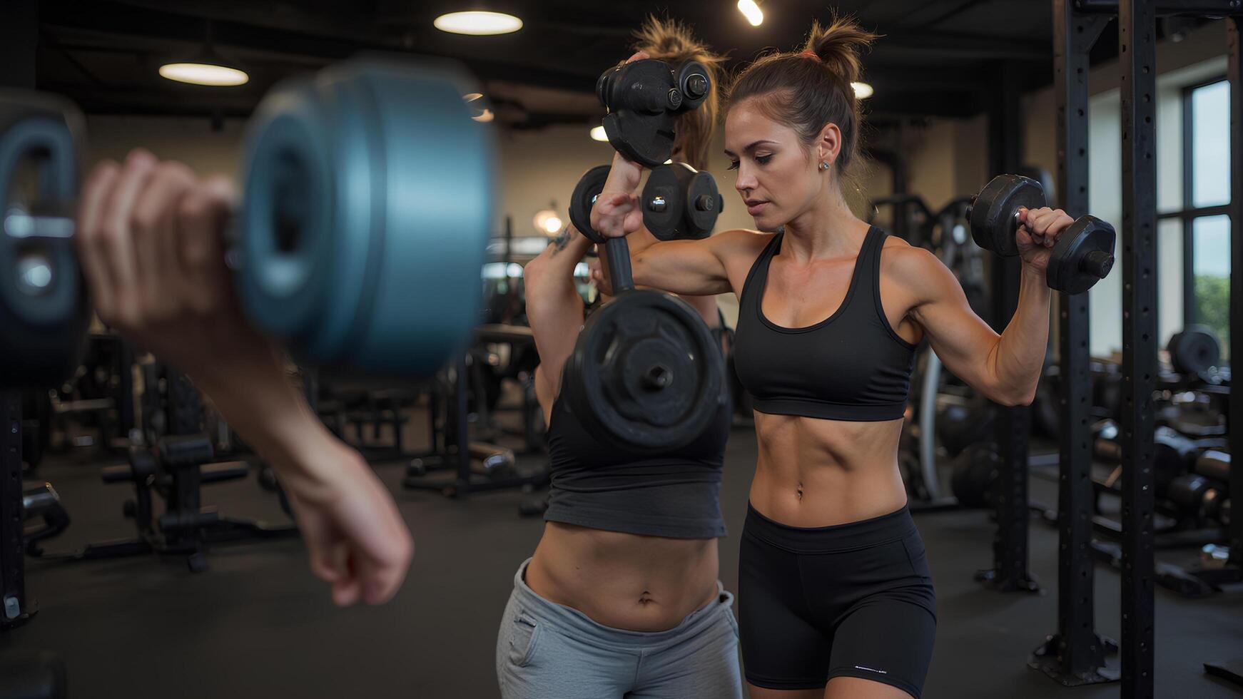 Energetic Fitness Training Session in Modern Gym Environment photo