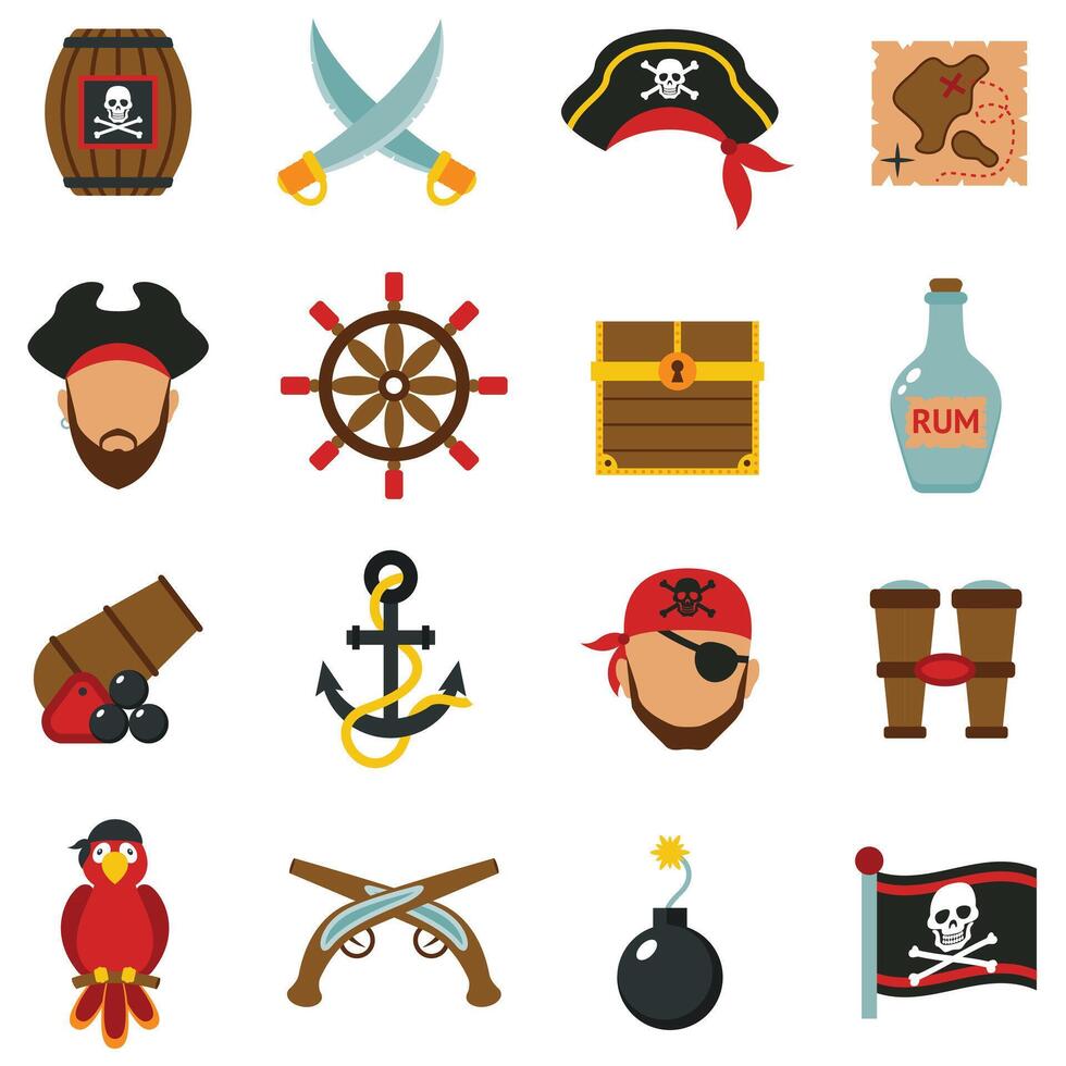 A flat style pirate illustrations vector