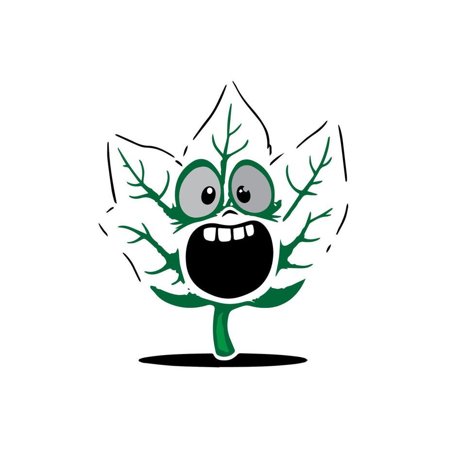 a cartoon leaf with a mouth open and eyes vector
