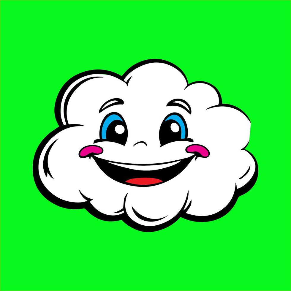a cartoon cloud with a smile on a green background vector