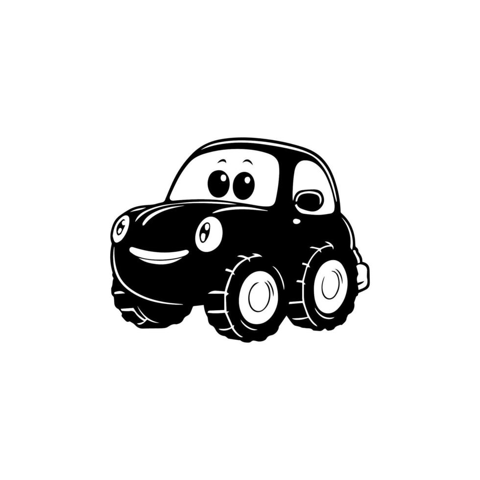a cartoon car with a smile on its face vector