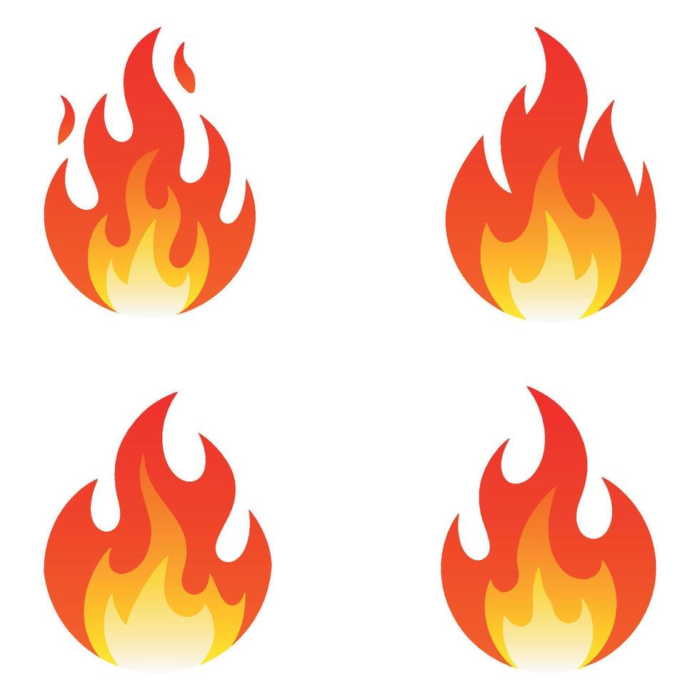 Fire flame set vector