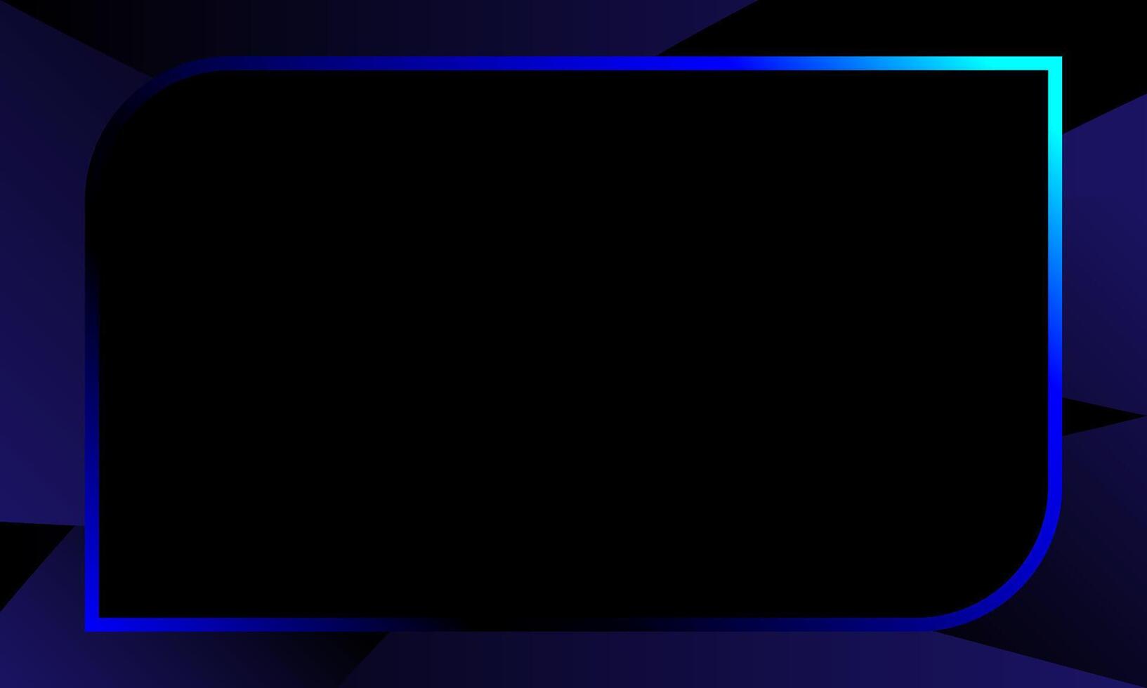 Modern neon blue rounded frame on dark abstract gradient background for presentation vector