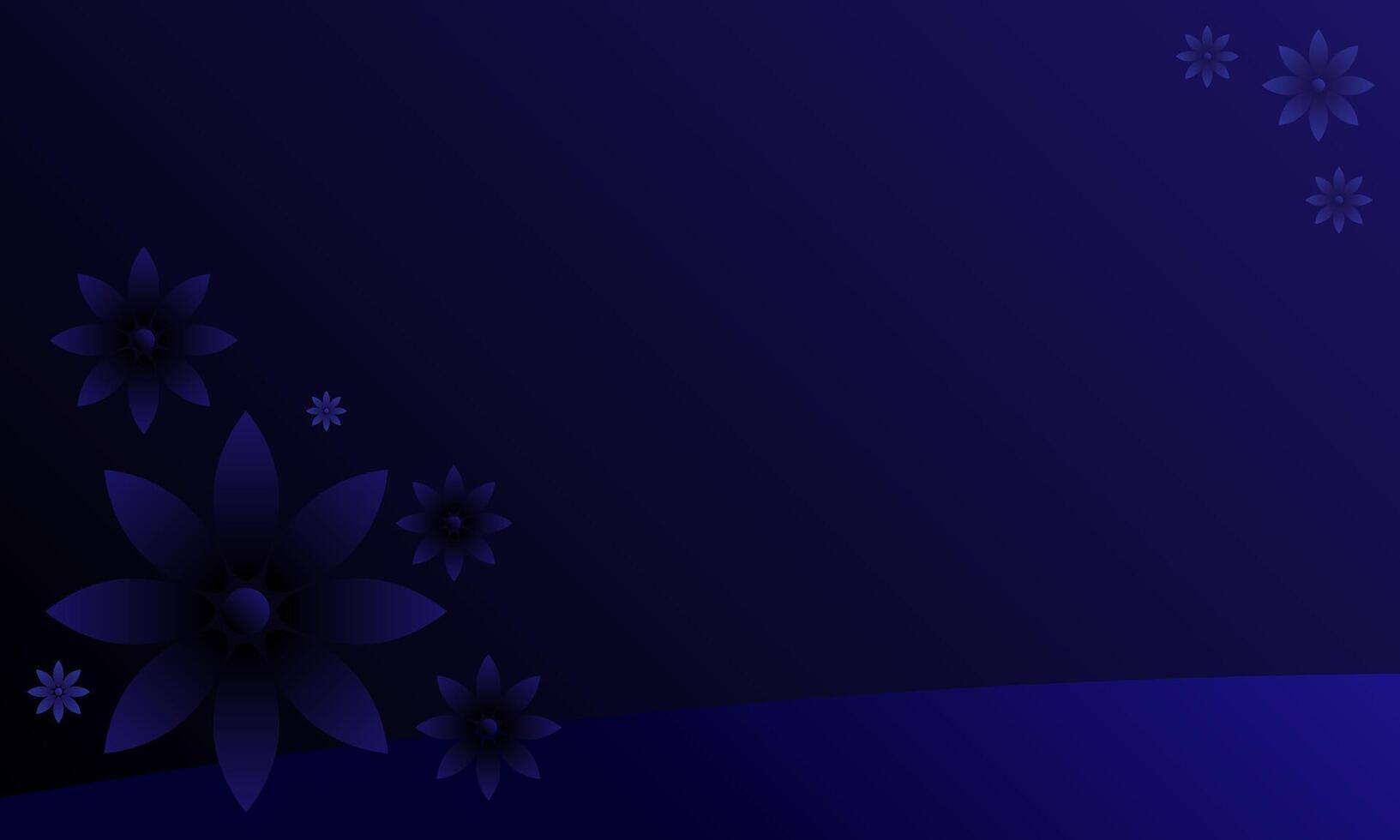 Stylish dark blue background with abstract flowers for presentation vector