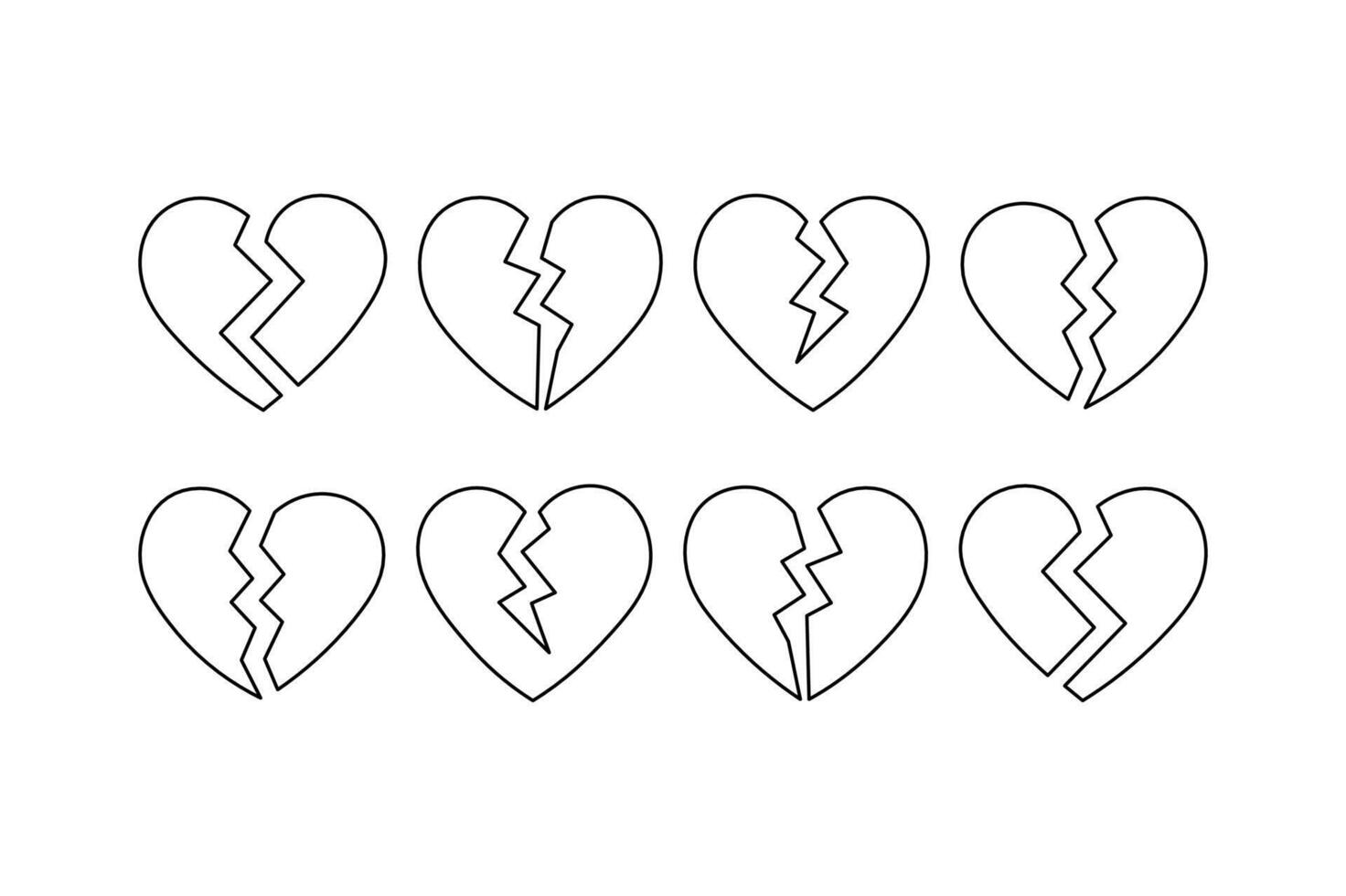 Editable Red and Black Heartbreak Art, broken heart illustration, heartbreak graphic clipart, cracked heart symbol vector