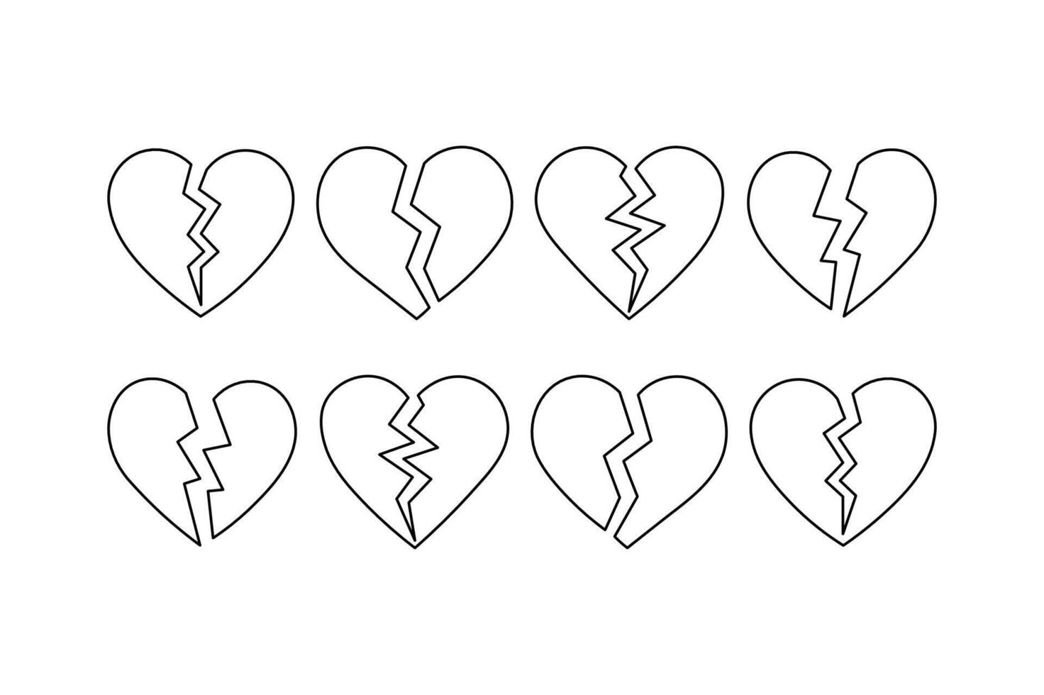 Editable Red and Black Broken Heart Vectors, broken heart illustration, heartbreak graphic clipart, cracked heart symbol vector